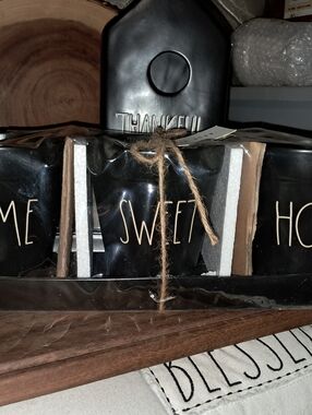 Rae Dunn Black Ceramic 'Home' 'Sweet' 'Home' Accent Set